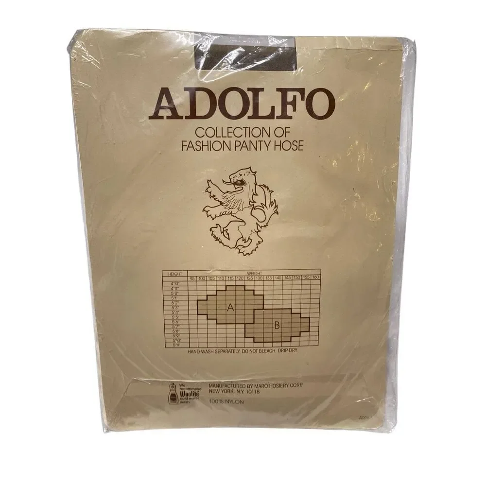 Adolfo Dots Pantyhose Tawny Taupe Size B Sheer Sandalfoot Nylon Vintage Hosiery